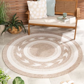 Garten Teppich Rund - Nusa Orbit Beige Creme