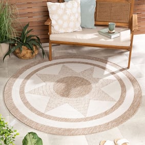 Garten Teppich Rund - Nusa Sun Beige Creme