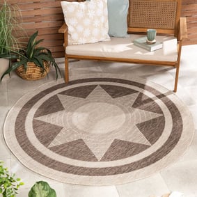 Garden Teppich Rund - Nusa Sun Braun Beige 