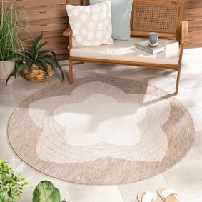 Garden Teppich Rund - Nusa Flower Beige Creme 