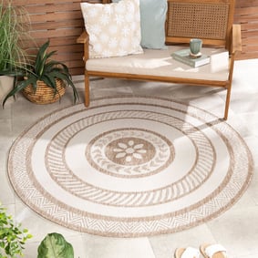Garden Teppich Rund - Nusa Medallion Beige Creme 