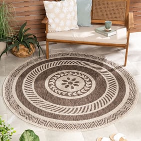 Garden Teppich Rund - Nusa Medallion Braun Beige 
