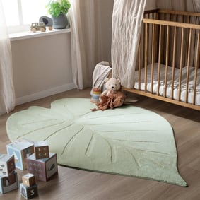 Kinderteppich Waschbar - Coco Blatt Grün
