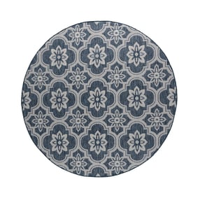 In- & Outdoor Teppich Rund - Rio Flower Dunkelblau - product
