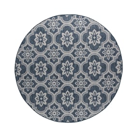 In- & Outdoor Teppich Rund - Rio Flower Dunkelblau - sfeer