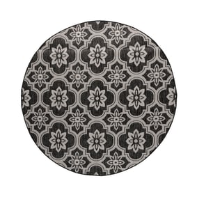 In- & Outdoor Teppich Rund - Rio Flower Schwarz  - product