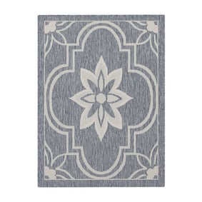 In- & Outdoor Teppich - Isla Medaillon Hellblau Weiß - product
