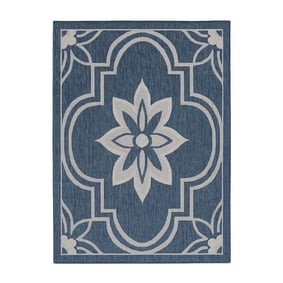 In- & Outdoor Teppich - Isla Medaillon Blau Weiß - product