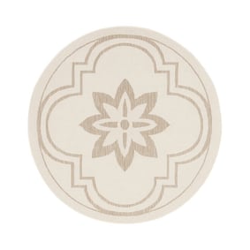 In- & Outdoor Teppich Rund - Isla Medaillon Weiß Beige - product