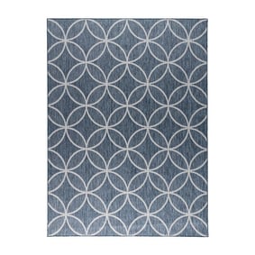 Geometrischer Outdoor Teppich - Faro Ripple Blau - product