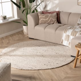 Wollteppich Rund - Feline Weiß Meliert