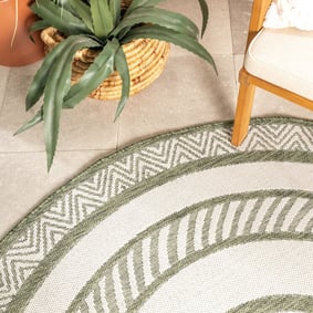 Garten Teppich Rund - Nusa Medallion Grün Creme  - product