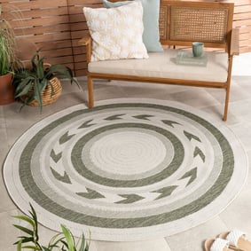 Garten Teppich Rund - Nusa Orbit Grün Creme