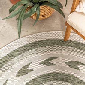 Garten Teppich Rund - Nusa Orbit Grün Creme - product