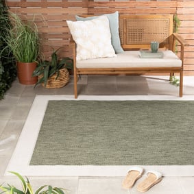 Garten Teppich - Nusa Border Grün Creme
