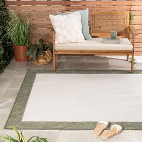 Garten Teppich - Nusa Border Creme Grün
