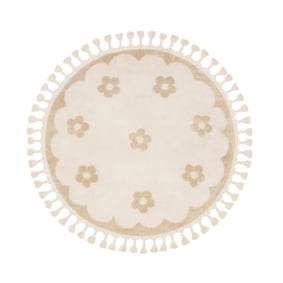 Waschbarer Kinderteppich Rund - Moos Flower Creme - product