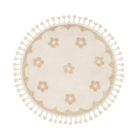 Waschbarer Kinderteppich Rund - Moos Flower Creme - sfeer