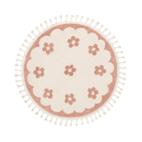 Waschbarer Kinderteppich Rund - Moos Flower Rosa - product