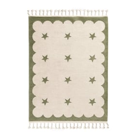 Waschbarer Kinderteppich - Moos Star Grün - product