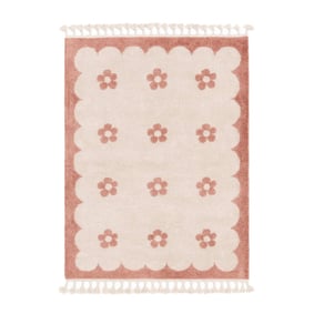 Waschbarer Kinderteppich - Moos Flower Rosa - product
