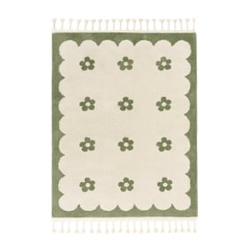 Waschbarer Kinderteppich - Moos Flower Grün - product
