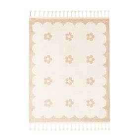 Waschbarer Kinderteppich - Moos Flower Creme - product