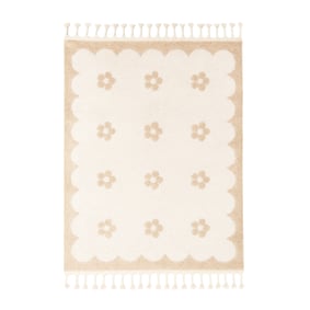 Waschbarer Kinderteppich - Moos Flower Creme - sfeer