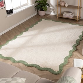 Waschbarer Teppich - Hazy Grün Creme