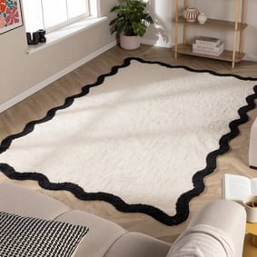 Waschbarer Teppich - Hazy Schwarz Creme