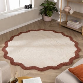 Waschbarer Teppich Rund - Hazy Braun Creme