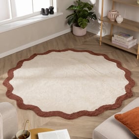 Waschbarer Teppich Rund - Hazy Braun Creme