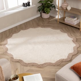 Waschbarer Teppich Rund - Hazy Beige Creme