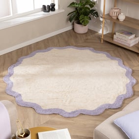 Waschbarer Teppich Rund - Hazy Lila Creme