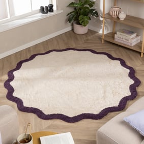 Waschbarer Teppich Rund - Hazy Violett Creme