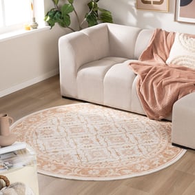 Teppich Blumen Rund - Celine Terracotta