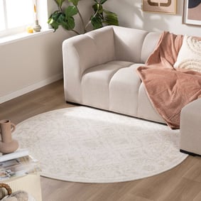 Teppich Blumen Rund - Celine Creme
