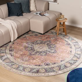 In- & Outdoor Teppich Rund - Kairo Medaillon Terra Dunkelblau