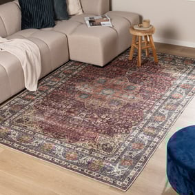 In- & Outdoor Teppich Vintage - Kairo Medaillon Bordeaux