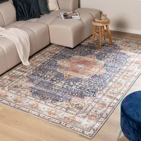 In- & Outdoor Teppich Vintage - Kairo Medaillon Dunkelblau Terra