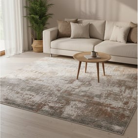 Waschbarer Teppich Abstrakt - Misha Grunge Creme Braun