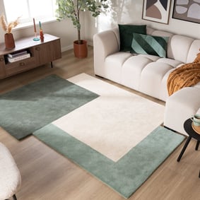 Wollteppich Abstrakt - Jules Creme Grün