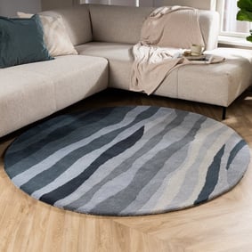 Wollteppich Rund - Liora Blau