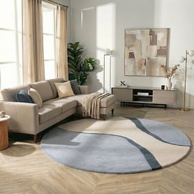 Wollteppich Rund - Vienna Blau