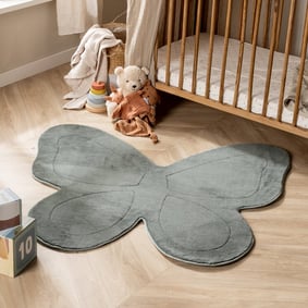 Kinderteppich Waschbar - Coco Schmetterling Dunkelgrün