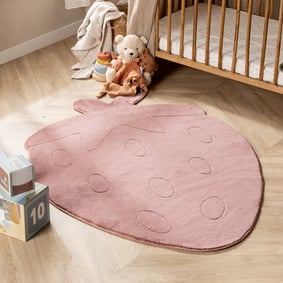 Kinderteppich Waschbar - Coco Erdbeere Dunkelrosa