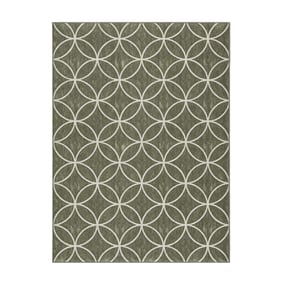 Geometrischer Outdoor Teppich - Faro Ripple Grün  Weiß - sfeer