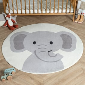 Waschbarer Spielteppich Rund - Sammy Elephant Grau