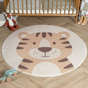 Waschbarer Spielteppich Rund - Sammy Tiger Beige
