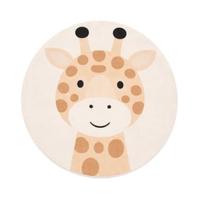 Waschbarer Spielteppich Rund - Sammy Giraffe Beige - sfeer